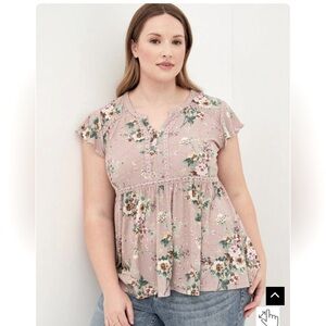 Torrid Knit Notch Neck Lace Trim Babydoll NWT 3